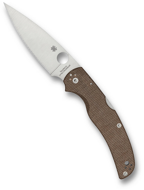Spyderco Native Chief Brown Canvas Micarta CPM CRU-WEAR 4.08" Plane Edge Folding Pocket Knife (C244MPCW)