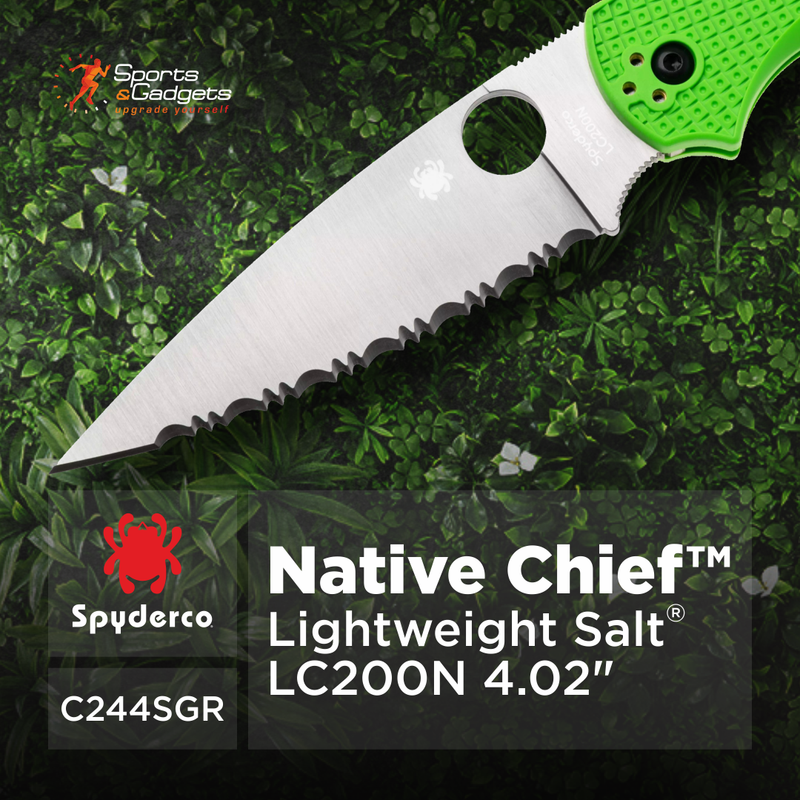 Spyderco Native Chief Lightweight Salt LC200N 4.02" SpyderEdge Folding Pocket Knife (C244SGR)