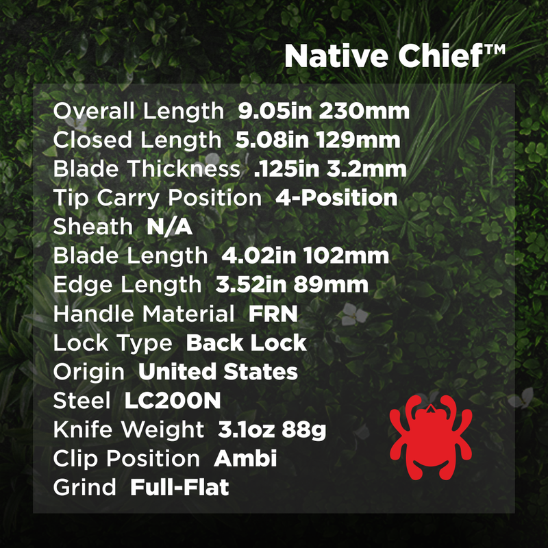 Spyderco Native Chief Lightweight Salt LC200N 4.02" SpyderEdge Folding Pocket Knife (C244SGR)