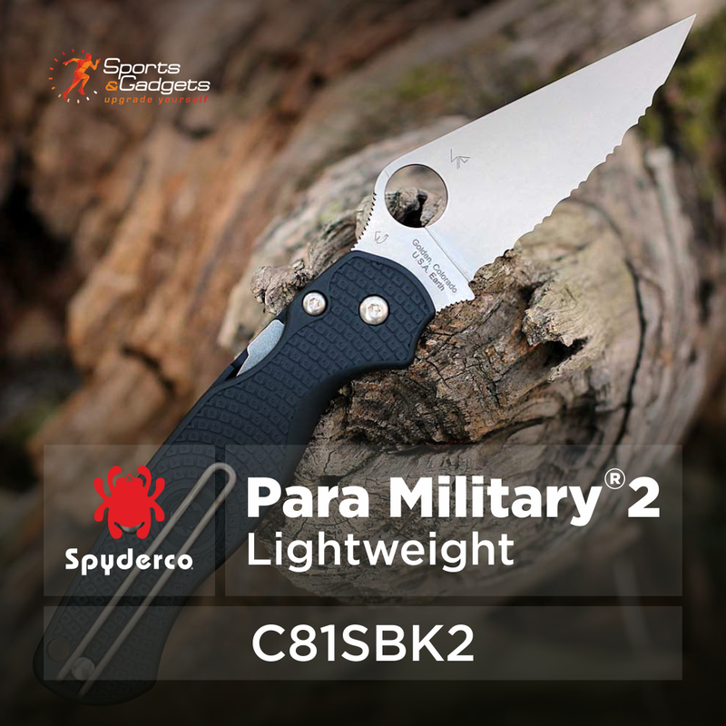 Spyderco Para Military 2 Lightweight 3.47" SpyderEdge Folding Pocket Knife (C81SBK2)