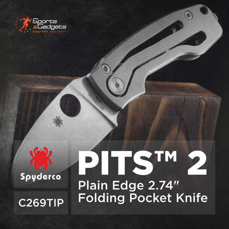 Spyderco Pits 2 Plain Edge 2.74" Folding Pocket Knife (C269TIP)