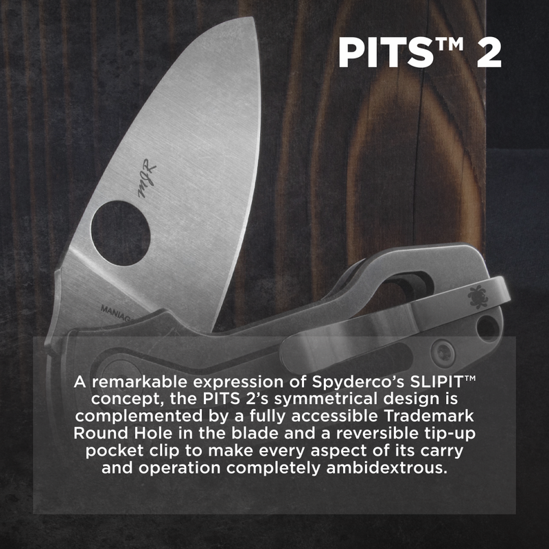 Spyderco Pits 2 Plain Edge 2.74" Folding Pocket Knife (C269TIP)