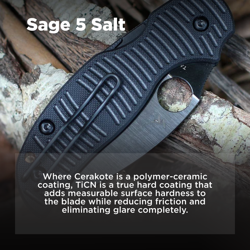 Spyderco Sage 5 Salt CPM MagnaCut Black 3" Plain Edge Folding Pocket Knife (C123GPBKMCBK)