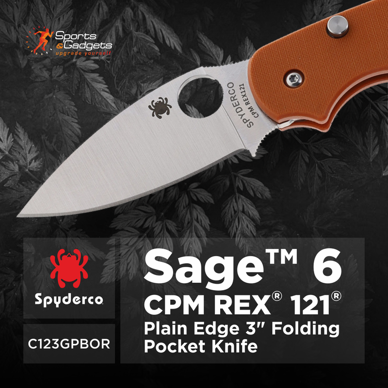 Spyderco Sage 6 CPM REX 121 Plain Edge 3" Folding Pocket Knife (C123GPBOR)