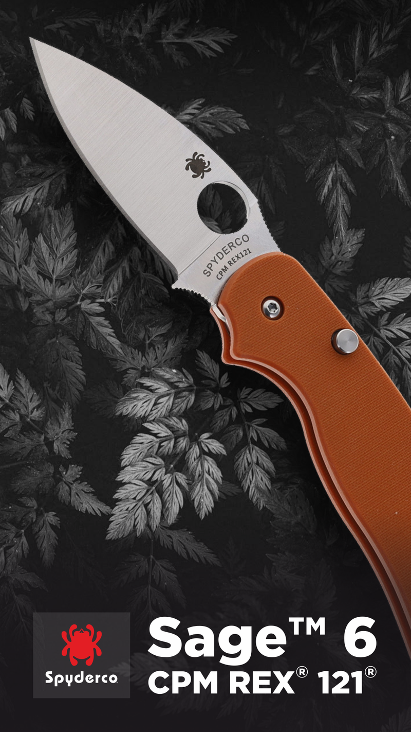 Spyderco Sage 6 CPM REX 121 Plain Edge 3" Folding Pocket Knife (C123GPBOR)