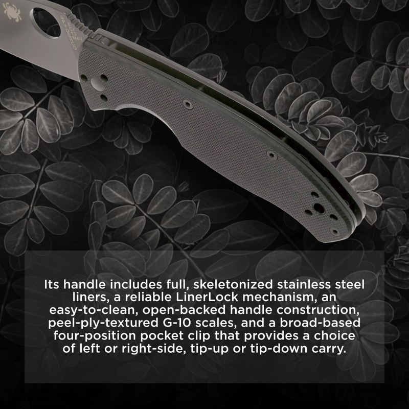 Spyderco Tenacious G-10 3.39" Plain Edge Black Oxide Folding Pocket Knife (C122GBBKP)