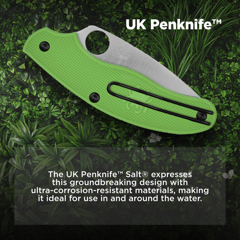 Spyderco UK Penknife Salt Green LC200N 2.98" SpyderEdge Folding Pocket Knife (C94SGR)