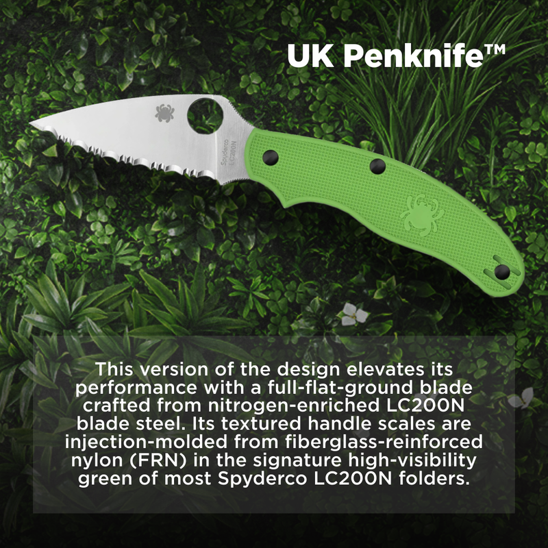 Spyderco UK Penknife Salt Green LC200N 2.98" SpyderEdge Folding Pocket Knife (C94SGR)