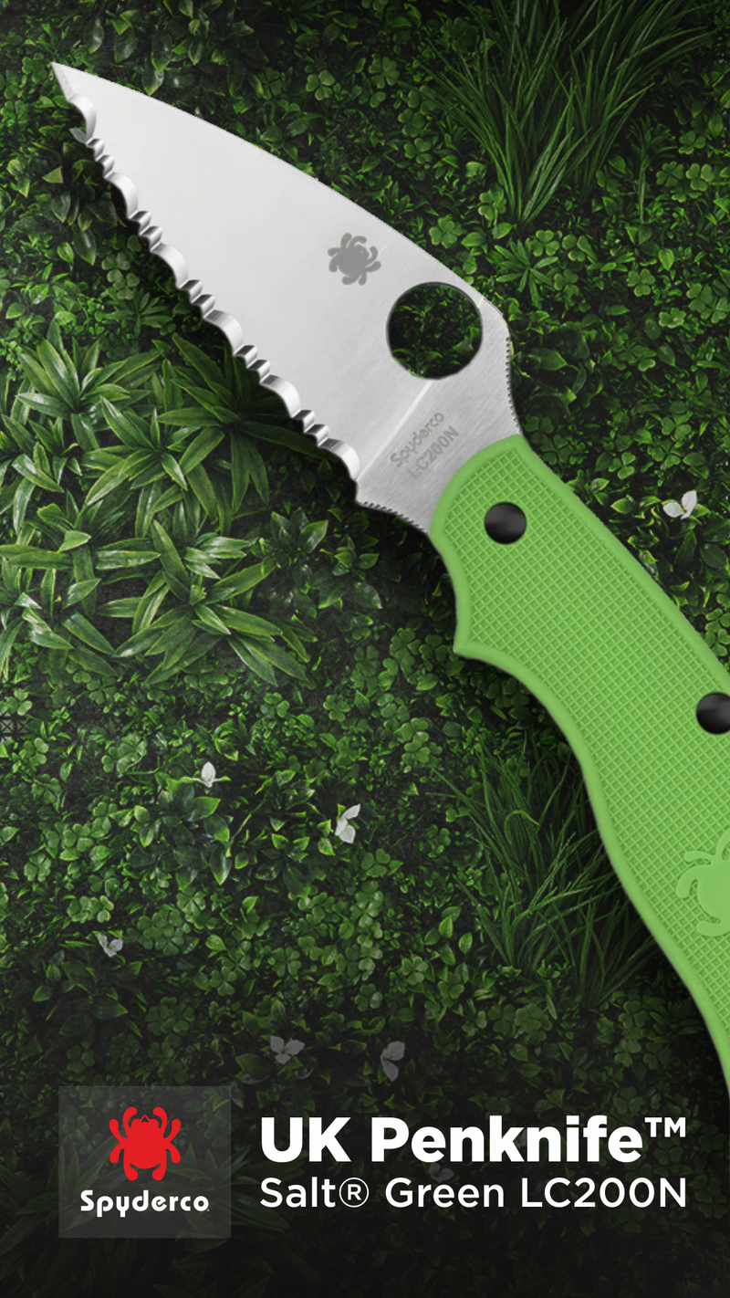 Spyderco UK Penknife Salt Green LC200N 2.98" SpyderEdge Folding Pocket Knife (C94SGR)