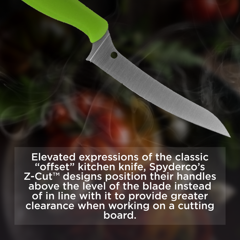 Spyderco Z-Cut Pointed Tip 4.4" Fixed Plain Edge Kitchen Fixed Green Knife (K14PGN)