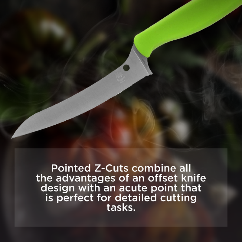 Spyderco Z-Cut Pointed Tip 4.4" Fixed Plain Edge Kitchen Fixed Green Knife (K14PGN)