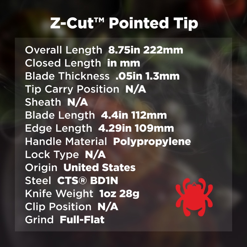 Spyderco Z-Cut Pointed Tip 4.4" Fixed Plain Edge Kitchen Fixed Green Knife (K14PGN)