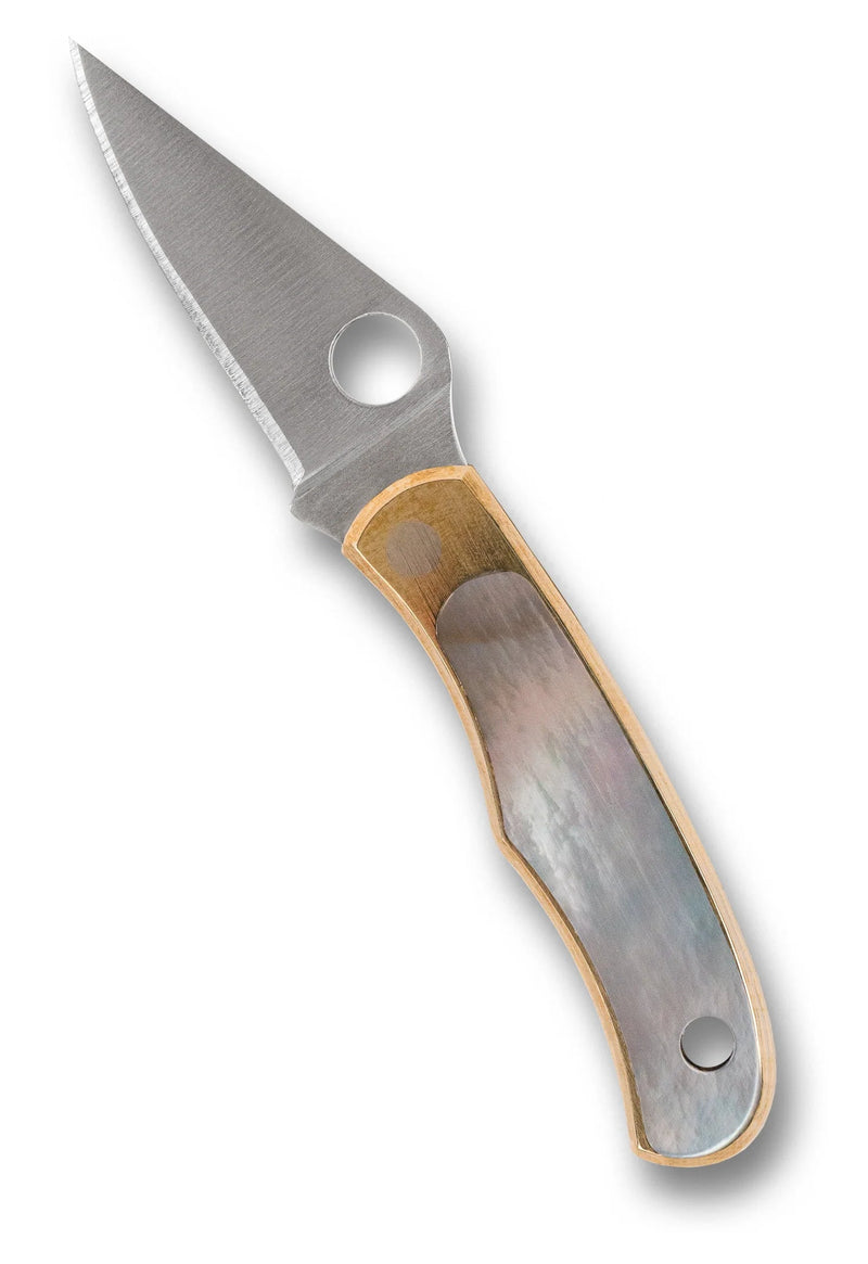 Spyderco Bug Nickel/Silver Abalone 1.25" Plain Edge Folding Pocket Knife (C133AP)