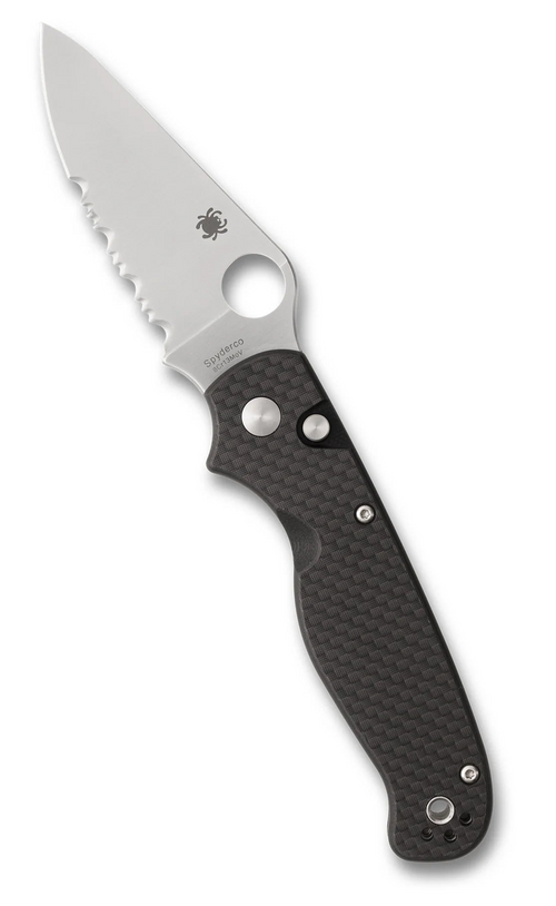 Spyderco ButtonUp Carbon Fiber Combination Edge 3.27" Folding Pocket Knife (C275CFPS)