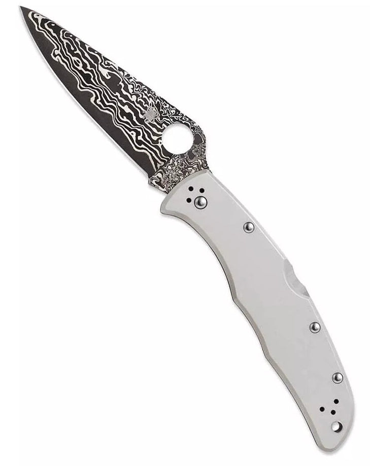 Spyderco Endura 4 Titanium Damascus 3.83" Plain Edge Folding Pocket Knife (C10TIPD)