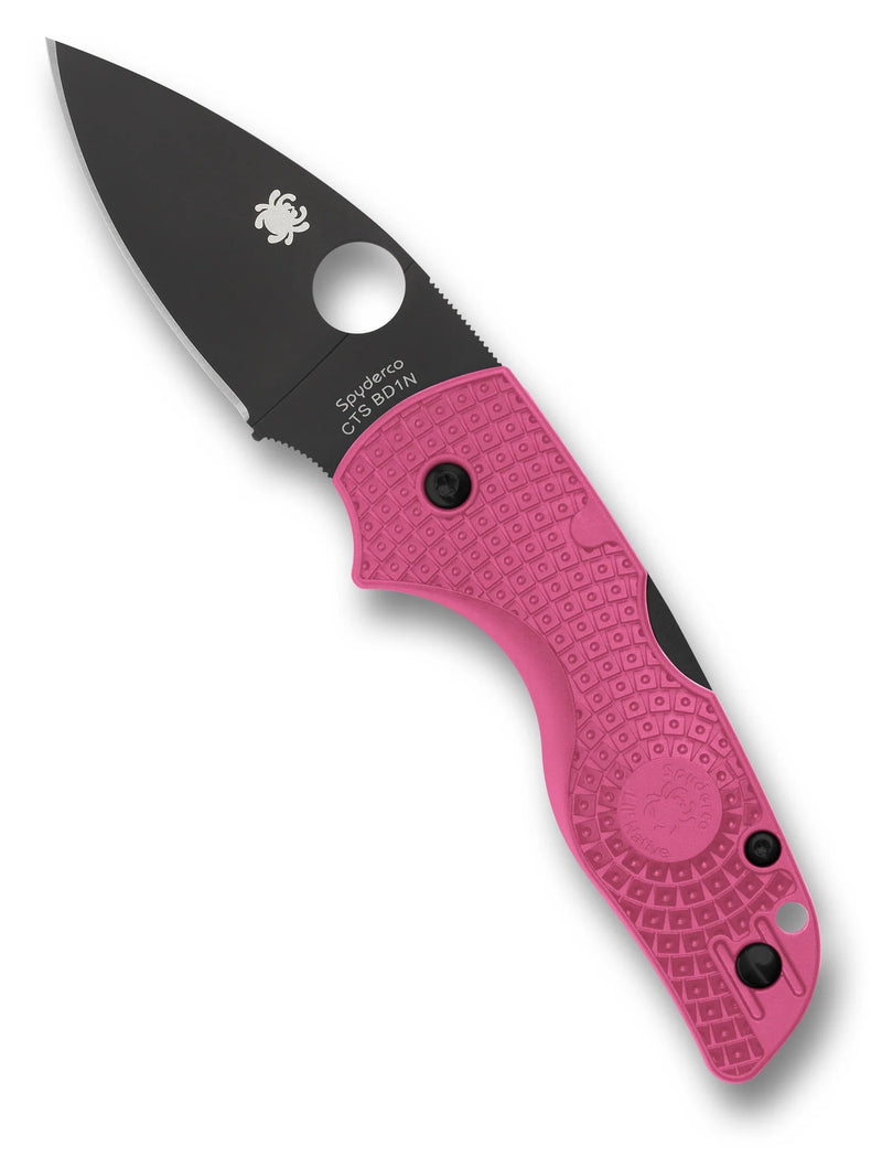 Spyderco Lil' Native Lightweight Pink 2.42" Plain Edge Folding Pocket Knife (C230PPNBK)