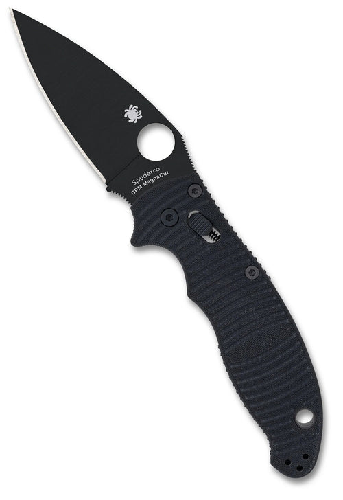 Spyderco Manix 2 Salt Black G-10 CPM MagnaCut 3.37" Black Plain Edge Folding Pocket Knife (C101GMCBKP2)