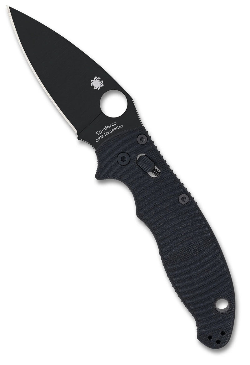 Spyderco Manix 2 Salt Black G-10 CPM MagnaCut 3.37" Black Plain Edge Folding Pocket Knife (C101GMCBKP2)