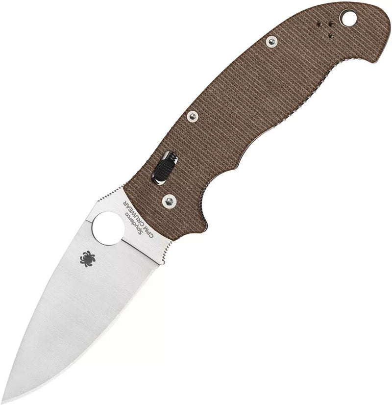Spyderco Manix 2 XL Brown Canvas Micarta CPM Cru-Wear 3.85" Plain Edge Folding Pocket Knife (C95MPCW2)