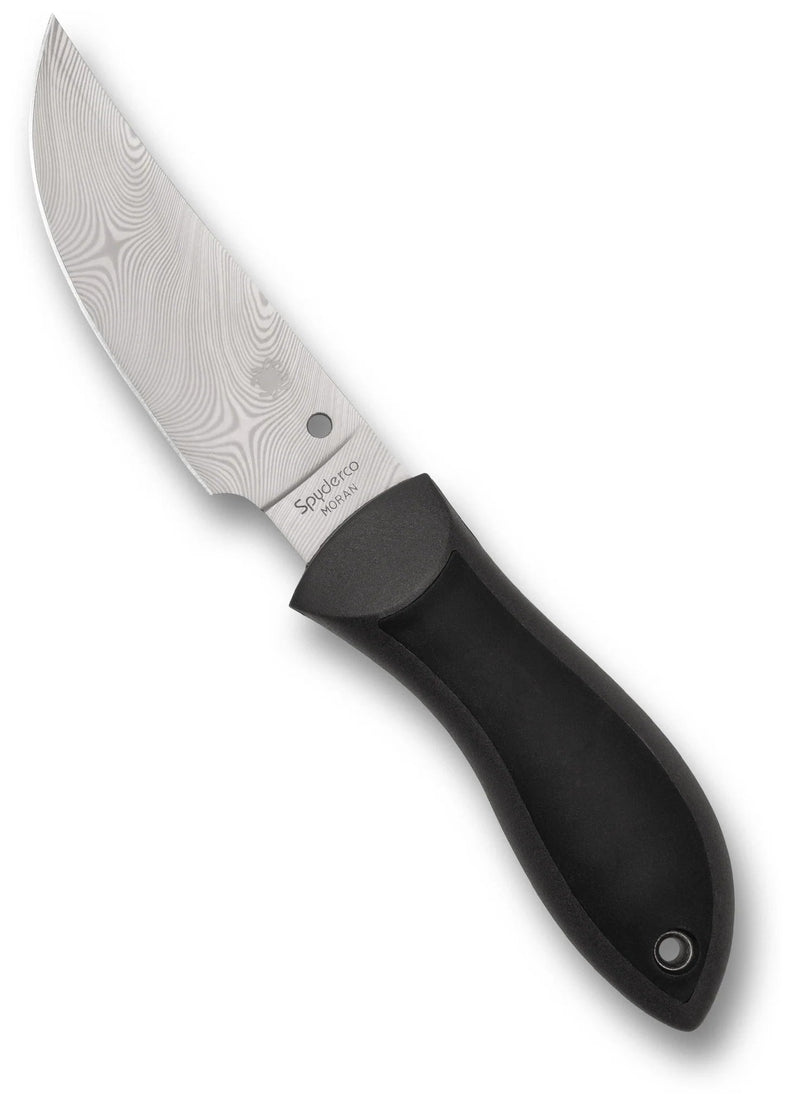 Spyderco Moran Upswept Gray Damasteel Sprint Run 3.92" Fixed Plain Edge Knife (FB01PGYD)