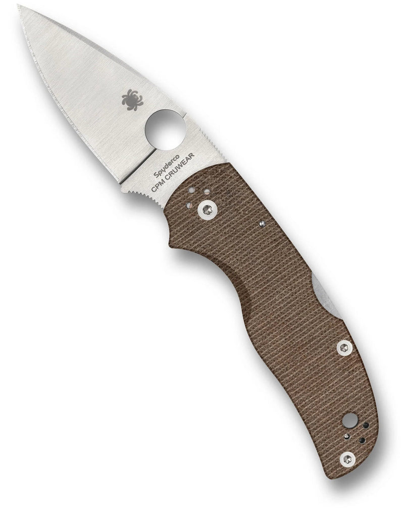 Spyderco Native 5 Brown Canvas Micarta CPM Cru-Wear 2.95" Plane Edge Folding Pocket Knife (C41MPCW5)