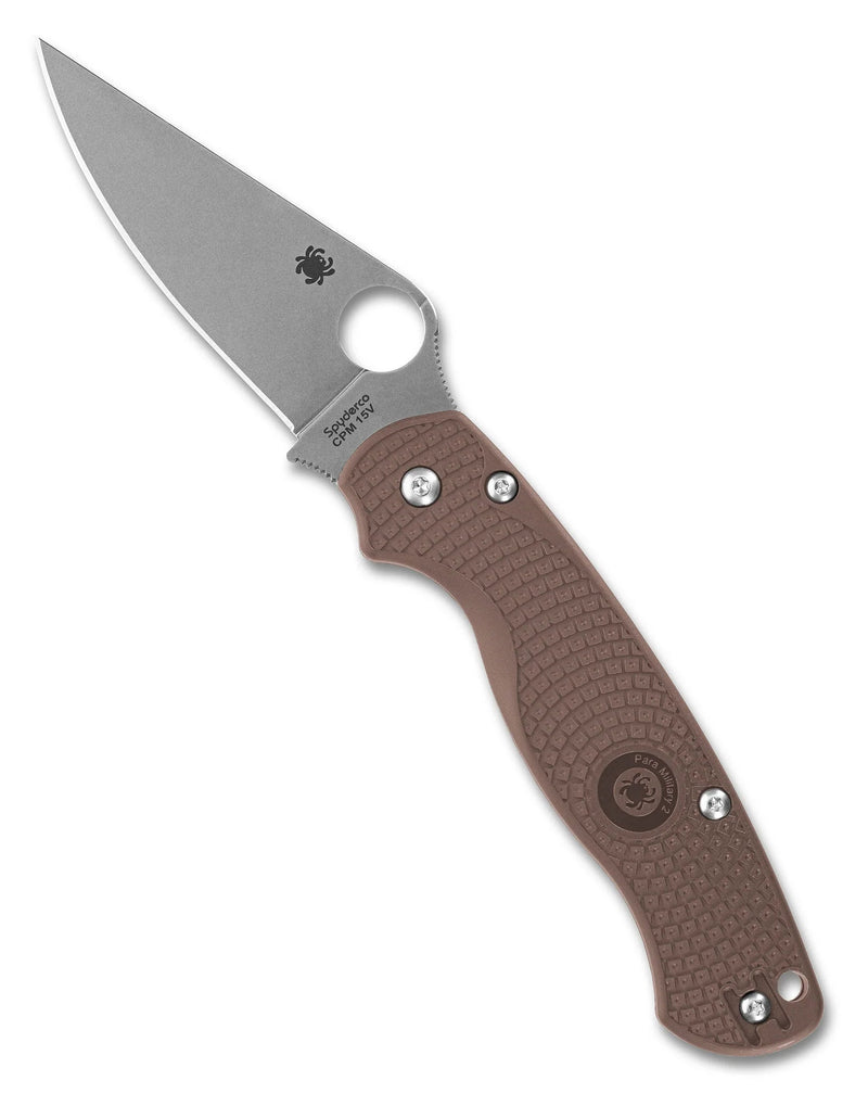 Spyderco Para Military 2 Lightweight Brown CPM 15V Sprint Run 3.47" Plain Edge Folding Pocket Knife (C81PBN15V2)