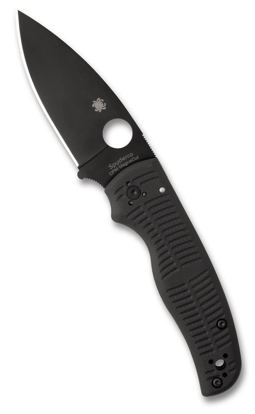 Spyderco Shaman Salt Black 3.58" G-10 CPM MagnaCut Plain Edge Folding Pocket Knife (C229GMCBKP)