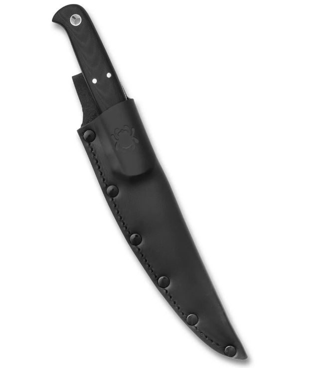 Spyderco Shelter Cove Fixed Blade Fillet Knife by Phil Wilson, 8Cr17MoV Steel, G-10 Handle, Leather Sheath (FB52GP)