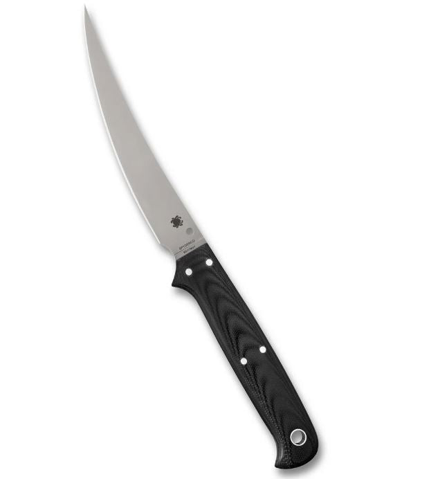 Spyderco Shelter Cove Fixed Blade Fillet Knife by Phil Wilson, 8Cr17MoV Steel, G-10 Handle, Leather Sheath (FB52GP)