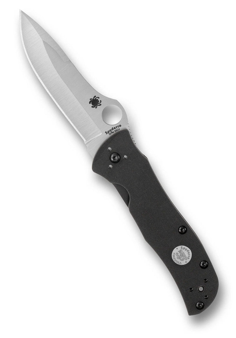 Spyderco Starmate Black G-10 CPM 20CV Sprint Run 3.74" Plain Edge Folding Pocket Knife (C55G20CVP)