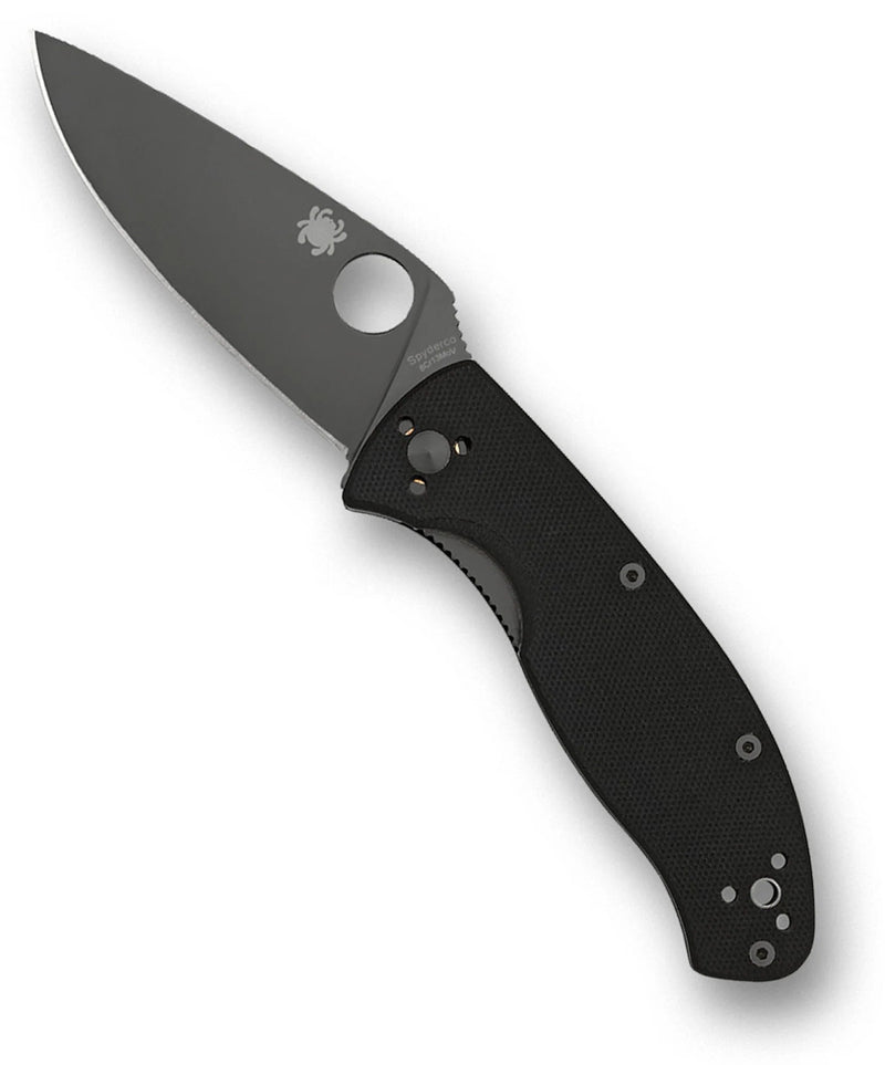 Spyderco Tenacious G-10 3.39" Plain Edge Black Oxide Folding Pocket Knife (C122GBBKP)