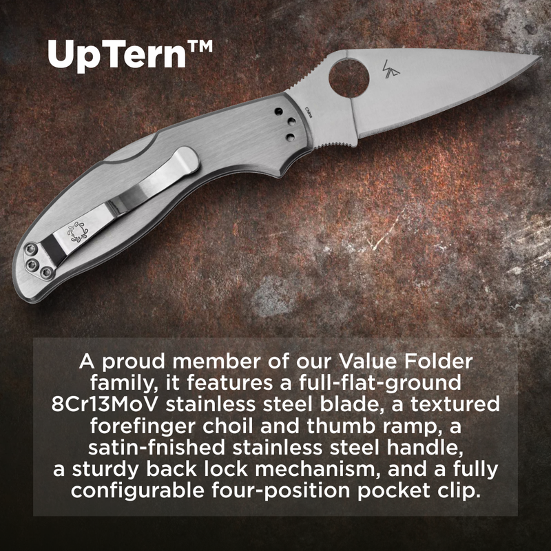Spyderco UpTern 2.82" Plain Edge Folding Pocket Knife (C261P)
