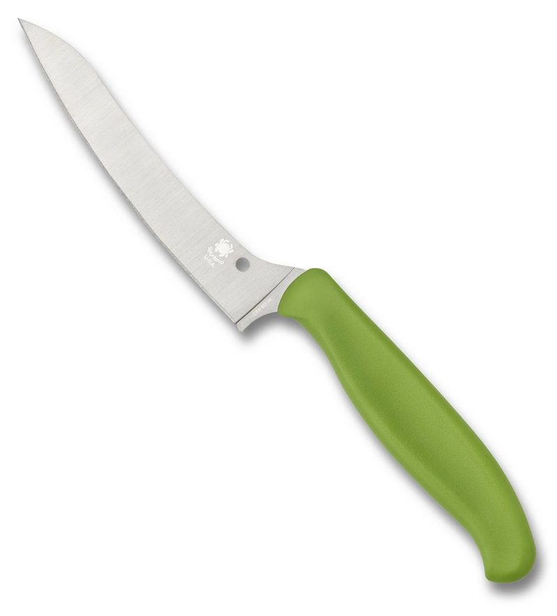 Spyderco Z-Cut Pointed Tip 4.4" Fixed Plain Edge Kitchen Fixed Green Knife (K14PGN)