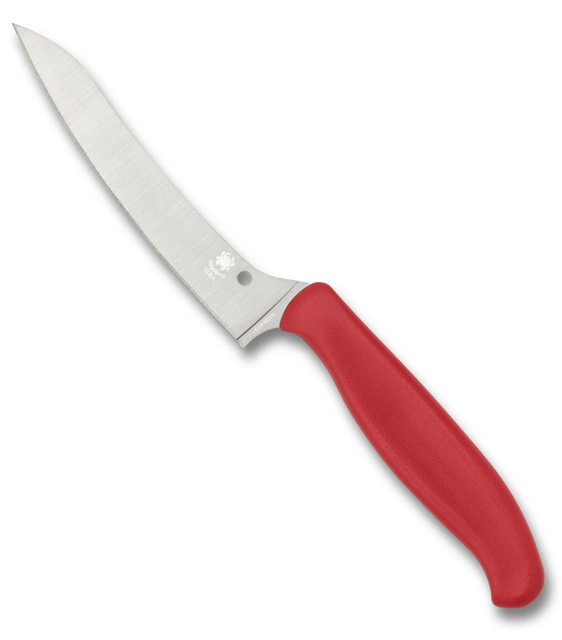 Spyderco Z-Cut Pointed Tip 4.4" Fixed Plain Edge Kitchen Fixed Red Knife (K14PRD)
