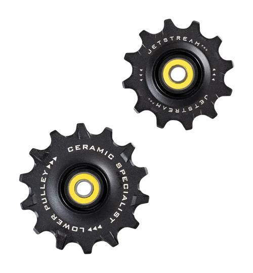 TriPeak Pulley Wheel Jocky Wheel for Shimano RD92xx/81xx/71xx (12s), 4 caps for DURA-ACE, 4 caps for ULTEGRA/105, 12/14T, Ceramic Bearing, Black (EMA-JW1313-SHCBM91BK)