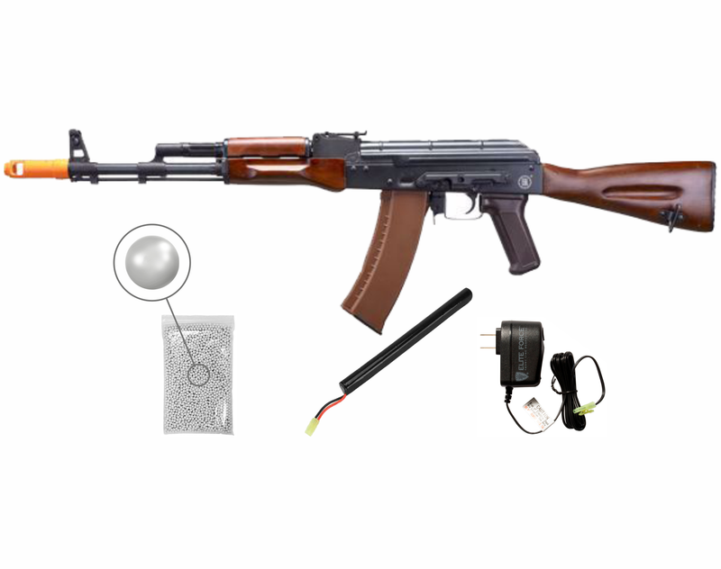 Umarex Elite Force E&L AK-74N Essential 2.0 AEG 6 mm Airsoft Rifle (2277001) w/ Battery & Charger & BBs Bundle