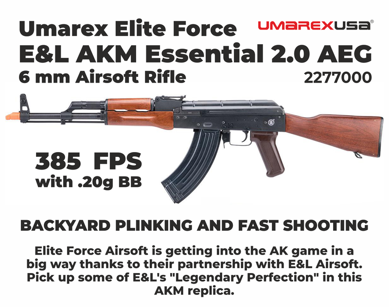 Umarex Elite Force E&L AKM Essential 2.0 AEG 6 mm Airsoft Rifle (2277000) w/ Battery & Charger & BBs Bundle