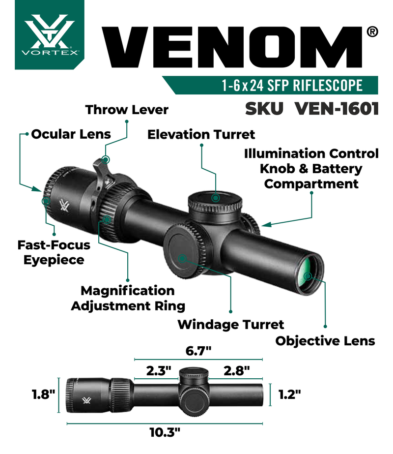 Vortex Optics Venom 1-6x24 SFP AR-BDC3 Riflescope (VEN-1601)
