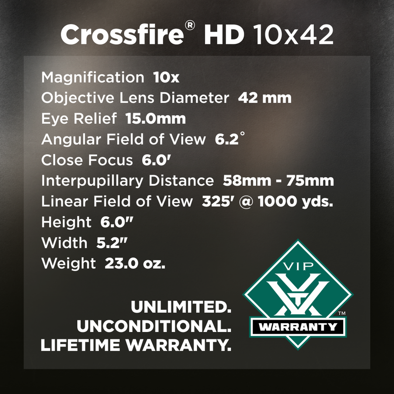 Vortex Optics Crossfire HD 10x42 Mossy Oak Bottomland Binocular (CF-4312-OBL)