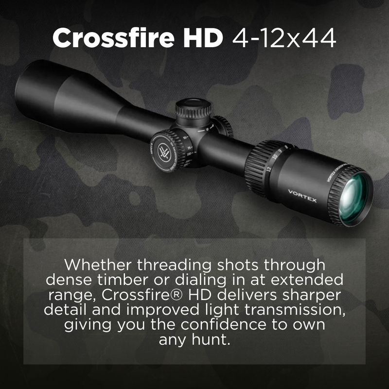 Vortex Optics Crossfire HD 4-12x44 Dead-Hold BDC (MOA) Reticle 1" Tube SFP Riflescope (CFR-41201)