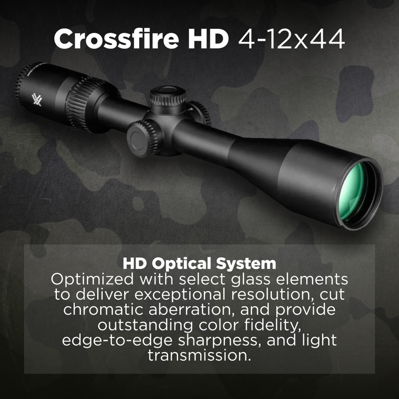 Vortex Optics Crossfire HD 4-12x44 Dead-Hold BDC (MOA) Reticle 1" Tube SFP Riflescope (CFR-41201)
