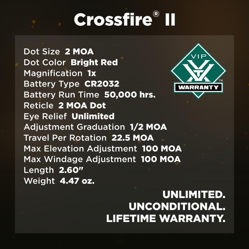 Vortex Optics Crossfire II 2 MOA Red Dot (CF2-RD2)