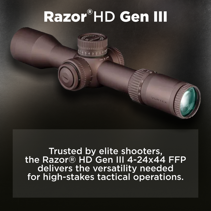 Vortex Optics Razor HD Gen III 4-24x44 FFP EBR-7D MOA 34mm Tube Riflescope (RZR-42401)