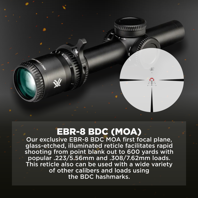 Vortex Optics Strike Eagle 1-10x24 FFP EBR-8 BDC (MOA) Reticle 30mm Tube Riflescope