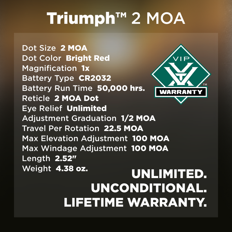 Vortex Optics Triumph 1x 2 MOA Red Dot (TRI-RD2)