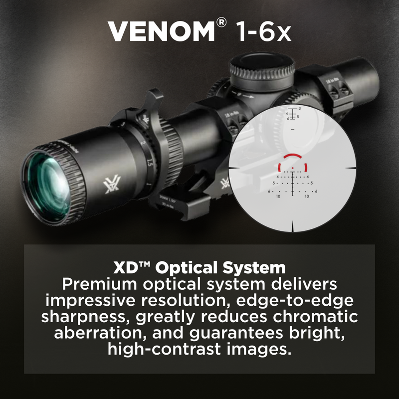 Vortex Optics Venom 1-6x SFP AR-BDC3 MOA Reticle 30mm Tube Riflescope + Sport Mount Bundle (BNDL-VEN1601-SCM)