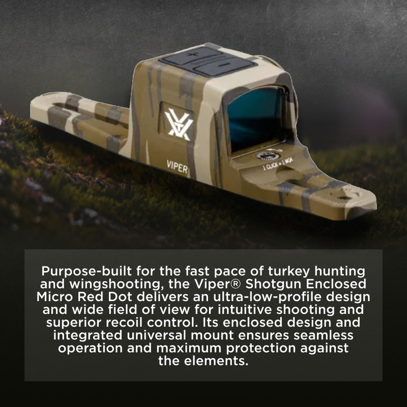 Vortex Optics Viper Enclosed Micro Mossy Oak Bottomland 1x 3 MOA Red Dot Sight (VPR-SGMRD3-E-OBL)