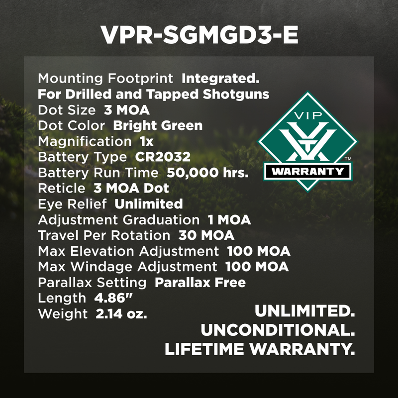 Vortex Optics Viper Enclosed Micro 1x 3 MOA Green Dot (VPR-SGMGD3-E)