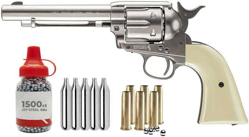 Umarex Colt Peacemaker SAA45 СO2 .177 Cal Nickel Single Action Six-Shooter Air Pistol (2254048)