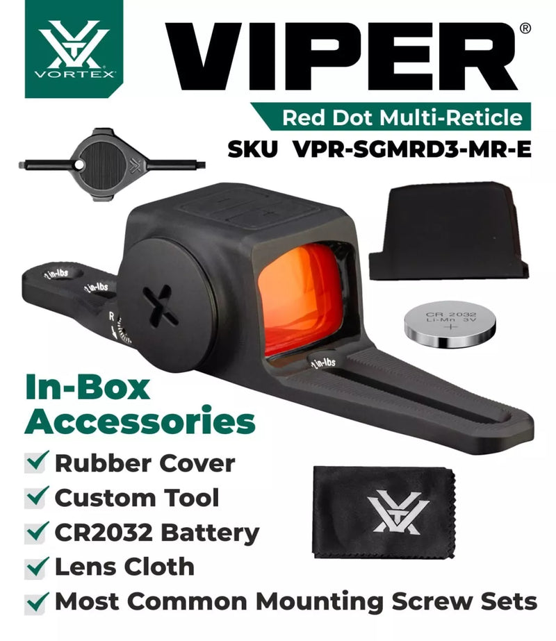 Vortex Optics Viper SG Enclosed Micro Multi-Reticle Red Dot Sight (VPR-SGMRD3-MR-E)